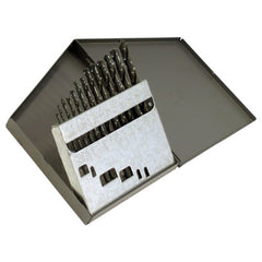 ‎1/16-1/4 RHS / RHC HSS 135 Degree Split Point Heavy Duty Jobber Length Drill Set - Steam Oxide - Exact Industrial Supply