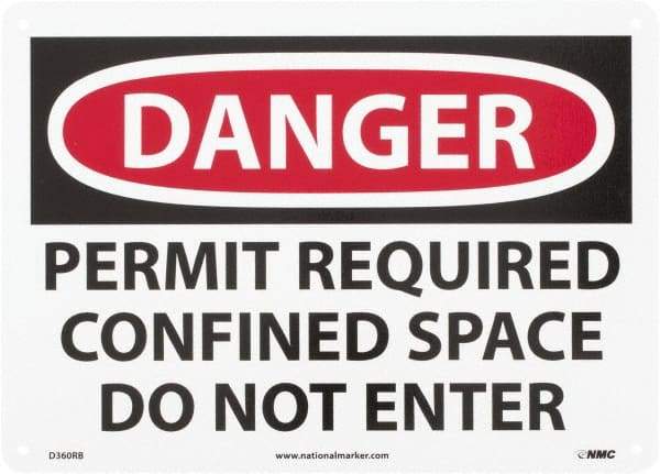 NMC - "Danger - Permit Required - Confined Space - Do Not Enter", 10" Long x 14" Wide, Rigid Plastic Safety Sign - Rectangle, 0.05" Thick, Use for Accident Prevention - Benchmark Tooling