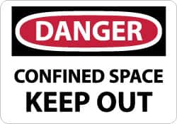 NMC - "Danger - Confined Space - Keep Out", 7" Long x 10" Wide, Rigid Plastic Safety Sign - Rectangle, 0.05" Thick, Use for Accident Prevention - Benchmark Tooling
