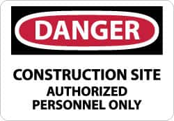 NMC - "Danger - Construction Site - Authorized Personnel Only", 10" Long x 14" Wide, Rigid Plastic Safety Sign - Rectangle, 0.05" Thick, Use for Security & Admittance - Benchmark Tooling