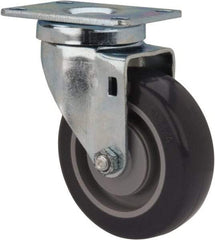 Shepherd - 4" Diam x 1-1/4" Wide x 5-1/4" OAH Top Plate Mount Swivel Caster - Polyurethane, 200 Lb Capacity, Ball Bearing, 2-5/8 x 3-3/4" Plate - Benchmark Tooling