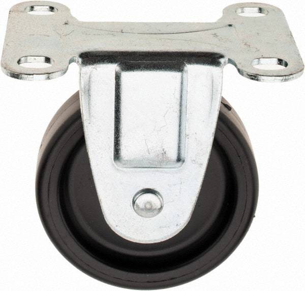 Shepherd - 3" Diam x 13/16" Wide x 3-1/2" OAH Top Plate Mount Rigid Caster - Polyolefin, 120 Lb Capacity, Plain Bearing, 2-5/8 x 3-3/4" Plate - Benchmark Tooling