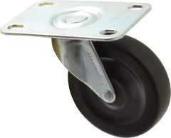 Shepherd - 3" Diam x 13/16" Wide x 3-1/2" OAH Top Plate Mount Swivel Caster with Brake - Hard Rubber, 120 Lb Capacity, Nylon Bearing, 2-5/8 x 3-3/4" Plate - Benchmark Tooling
