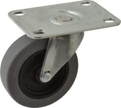 Shepherd - 3" Diam x 13/16" Wide x 3-1/2" OAH Top Plate Mount Swivel Caster - Polyurethane, 120 Lb Capacity, Plain Bearing, 2-5/8 x 3-3/4" Plate - Benchmark Tooling