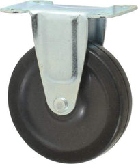 Shepherd - 4" Diam x 15/16" Wide x 4-3/4" OAH Top Plate Mount Rigid Caster - Soft Rubber, 125 Lb Capacity, Nylon Bearing, 2-5/8 x 3-3/4" Plate - Benchmark Tooling