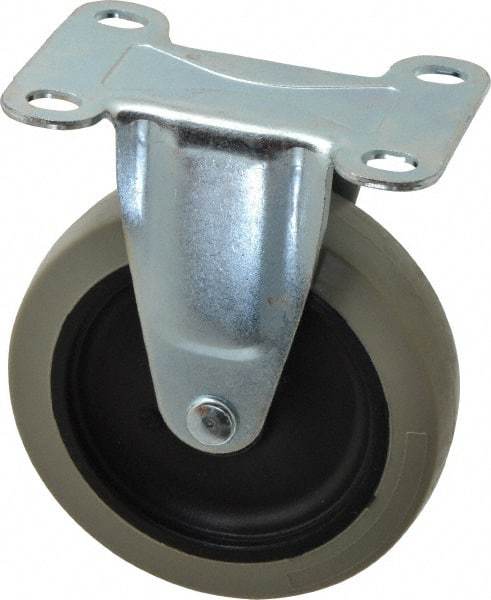 Shepherd - 4" Diam x 15/16" Wide x 4-3/4" OAH Top Plate Mount Rigid Caster - Polyurethane, 150 Lb Capacity, Plain Bearing, 2-5/8 x 3-3/4" Plate - Benchmark Tooling