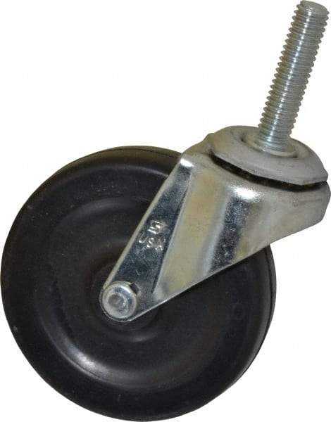 Shepherd - 3" Diam x 13/16" Wide x 3-1/2" OAH Stem Mount Swivel Caster - Soft Rubber, 110 Lb Capacity, Nylon Bearing, 3/8-16 x 1-1/2" Threaded Stem - Benchmark Tooling