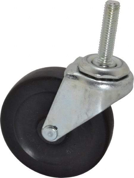 Shepherd - 3" Diam x 13/16" Wide x 3-1/2" OAH Stem Mount Swivel Caster - Hard Rubber, 120 Lb Capacity, Nylon Bearing, 3/8-16 x 1-1/2" Threaded Stem - Benchmark Tooling