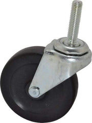 Shepherd - 3" Diam x 13/16" Wide x 3-1/2" OAH Stem Mount Swivel Caster - Hard Rubber, 120 Lb Capacity, Nylon Bearing, 3/8-16 x 1-1/2" Threaded Stem - Benchmark Tooling
