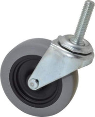 Shepherd - 3" Diam x 13/16" Wide x 3-1/2" OAH Stem Mount Swivel Caster - Polyurethane, 120 Lb Capacity, Plain Bearing, 3/8-16 x 1-1/2" Threaded Stem - Benchmark Tooling