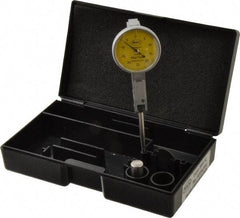 Mahr - 1/4 mm Range, 0.01 mm Dial Graduation, Horizontal Dial Test Indicator - 27.5 mm Yellow Dial, 0-25-0 Dial Reading - Benchmark Tooling