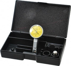 Mahr - 0.4 mm Range, 0.01 mm Dial Graduation, Horizontal Dial Test Indicator - 27.5 mm Yellow Dial, 0-40-0 Dial Reading - Benchmark Tooling