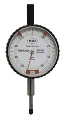 Mahr - 0.8mm Range, 0-45-0 Dial Reading, 0.01mm Graduation Dial Drop Indicator - 50mm Dial, 0.01mm Range per Revolution - Benchmark Tooling