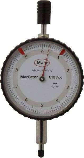 Mahr - 10mm Range, 0-10 Dial Reading, 0.1mm Graduation Dial Drop Indicator - 50mm Dial - Benchmark Tooling