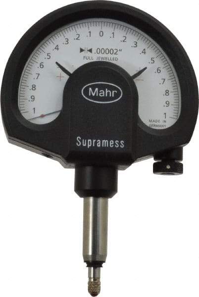 Mahr - 0 Inch Graduation, 0.001 Inch Max Measurement, Dial Comparator Gage - 1 N Force, 0.11 Inch Overtravel, White - Benchmark Tooling