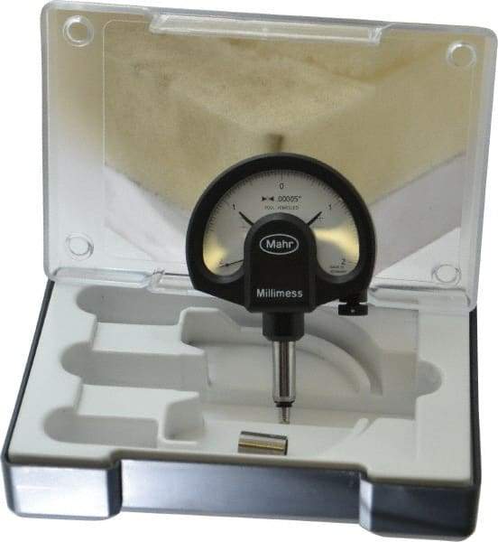 Mahr - 0.0001 Inch Graduation, Accuracy Up to 0.0001 Inch, 0.002 Inch Max Measurement, Dial Comparator Gage - 1 N Force, 0.11 Inch Overtravel, White - Benchmark Tooling