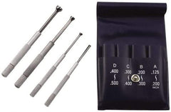 TESA Brown & Sharpe - 1/8 to 1/2 Inch Measurement, Small Hole Gage Set - Half Ball, Satin Chrome Coated, Includes Pouch - Benchmark Tooling