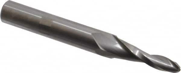 Onsrud - 1/4" Cutting Diam x 1-3/8" Length of Cut, 2 Flute, Upcut Spiral Router Bit - Uncoated, Right Hand Cut, Solid Carbide, 4" OAL x 1/2" Shank Diam, Ball End Taper - Benchmark Tooling