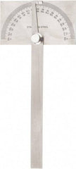 Value Collection - 6 Inch Long Blade, 180° Max Measurement, 1° Dial Graduation, Rectangular Head Protractor - 0 to 180 Dial Range - Benchmark Tooling