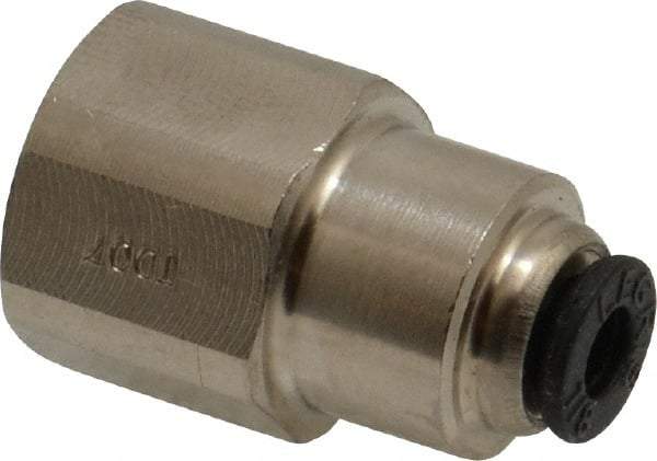 Legris - 1/8" Outside Diam, 1/8 NPT, Nickel Plated Brass Push-to-Connect Tube Female Connector - 290 Max psi - Benchmark Tooling