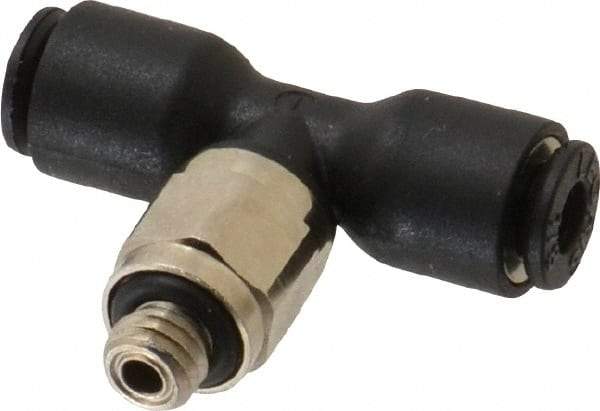 Legris - 1/8" OD, 10-32 UNF, Nylon/Nickel Plated Brass Push-to-Connect Male Branch Tee - 290 Max psi - Benchmark Tooling