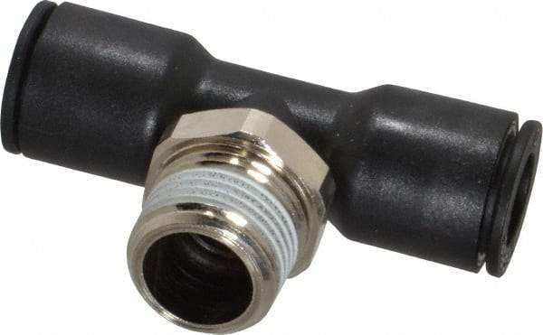 Legris - 1/2" OD, 1/2 NPT, Nylon/Nickel Plated Brass Push-to-Connect Male Branch Tee - 290 Max psi - Benchmark Tooling