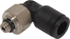 Legris - 1/4" OD, 10-32 UNF, Nylon/Nickel Plated Brass Push-to-Connect Male Elbow - 290 Max psi - Benchmark Tooling