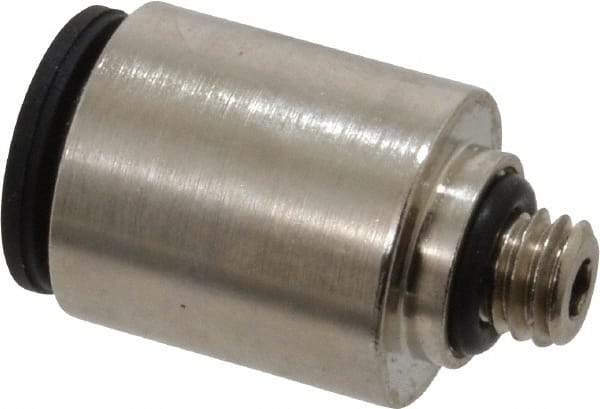 Legris - 1/4" Outside Diam, 10-32 UNF, Nickel Plated Brass Push-to-Connect Tube Male Connector - 290 Max psi - Benchmark Tooling