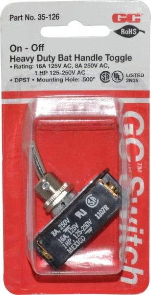 GC/Waldom - DPST Heavy Duty On-Off Toggle Switch - Screw Terminal, Bat Handle Actuator, 1 hp at 125/250 VAC hp, 125 VAC at 16 A & 250 VAC at 8 A - Benchmark Tooling