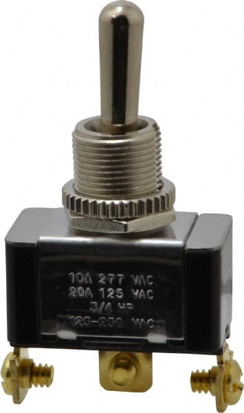 GC/Waldom - SPDT Heavy Duty On-Off-On Toggle Switch - Screw Terminal, Bat Handle Actuator, 3/4 hp at 125/250 VAC hp, 277 VAC - Benchmark Tooling