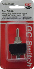 GC/Waldom - DPDT Heavy Duty On-Off-On Toggle Switch - Quick Connect Terminal , Bat Handle Actuator, 1-1/2 hp at 125/250 VAC hp, 277 VAC - Benchmark Tooling