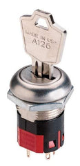 GC/Waldom - 4 Amp at 125 Volt, SPDT, 6 Tumbler Barrel Key Switch - Wire Lead Terminal, 0.76 Inch Mount Hole Diameter, 0.931 Inch Cylinder Length, On-On Sequence - Benchmark Tooling