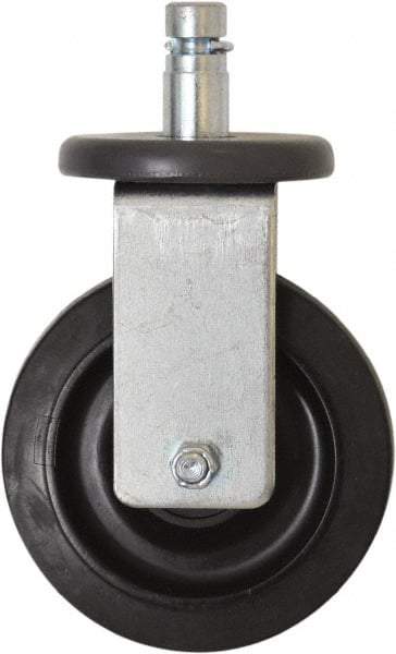 Eagle MHC - 5" Diam x 1-1/4" Wide x 8-1/4" OAH Stem Mount Rigid Caster - Rubber, 300 Lb Capacity, Plain Bearing, 1" Round Stem - Benchmark Tooling