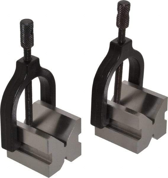 Value Collection - 14.29 to 1" Capacity, 90° Angle, Tool Steel V-Block - 1-3/4" Long x 1-19/32" Wide x 1-7/16" High, Sold as 2 Block Set - Benchmark Tooling