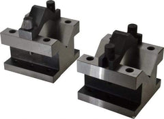 Value Collection - 2-9/16" Max Capacity, 90° Angle, Hardened Steel V-Block - 4-1/8" Long x 4-1/8" Wide x 3-1/16" High, Sold as 2 Block Set - Benchmark Tooling