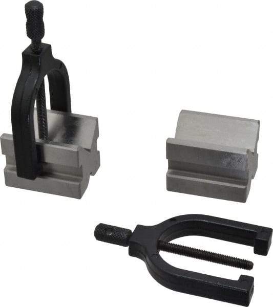 Value Collection - 1/2 to 1-3/32" Capacity, 90° Angle, Tool Steel V-Block - 2" Long x 1-1/2" Wide x 1-1/2" High, Sold as 2 Block Set - Benchmark Tooling