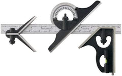TESA Brown & Sharpe - 2 Piece, 24" Combination Square Set - 1/16, 1/32, 1/64 & 1/8" (4R) Graduation, Hardened Steel Blade, Hardened Steel Center & Square Head - Benchmark Tooling