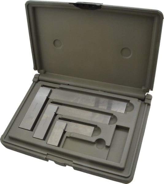 TESA Brown & Sharpe - 3 Piece, 1-1/2, 3, 4 Inch Base Length, 2, 4, 6 Inch Blade Length, Square Set - Accuracy Up to 0.0006 Inches, Steel, Includes Case - Benchmark Tooling