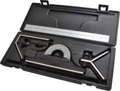 TESA Brown & Sharpe - 4 Piece, 12" Combination Square Set - 1/16, 1/32, 1/64 & 1/8" (4R) Graduation, Hardened Steel Blade, Hardened Steel Center, Protractor & Square Head - Benchmark Tooling