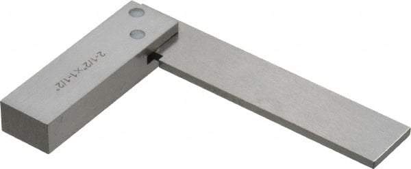 Value Collection - 2-1/2" Blade Length, 1-1/2" Base Length Steel Square - 0.0003" Accuracy, Beveled Edge - Benchmark Tooling