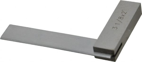 Value Collection - 3-1/8" Blade Length, 2" Base Length Steel Square - 0.0003" Accuracy, Beveled Edge - Benchmark Tooling