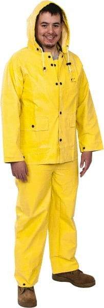 OnGuard - Size S, Yellow, Chemical, Rain Three Piece Suit - Detachable Hood - Benchmark Tooling