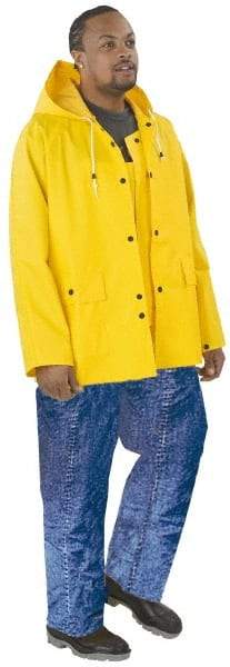 OnGuard - Size S, Yellow, Chemical, Rain Coat - 46" Chest, 2 Pockets - Benchmark Tooling