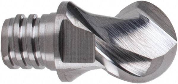Iscar - MM EBA Grade IC08 Carbide Ball Nose Milling Tip Insert - Uncoated, 2 Flutes, 3/8" Cutting Diam, 0.27" Depth of Cut, 0.51" Extension, 3/16" Cnr Rad, 45° Helix - Benchmark Tooling