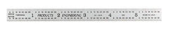 PEC Tools - 6" Long, 1/100, 1/64, 1/50, 1/32" Graduation, Flexible Steel Rule - 16R Graduation Style, 1/2" Wide, Silver, Satin Chrome Finish - Benchmark Tooling