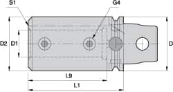 Kennametal - 1/2" Bore Diam, 1.58" Body Diam x 2.362" Body Length, Boring Bar Holder & Adapter - 2.05" Bore Depth, Internal & External Coolant - Exact Industrial Supply