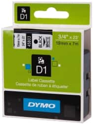 Dymo - 276" Long, Black Label Tape - 3/4" Wide, 23' Long - Benchmark Tooling