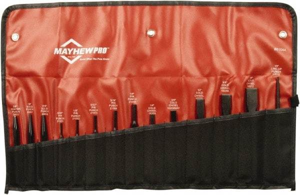 Mayhew - 14 Piece Punch & Chisel Set - 1/4 to 3/4" Chisel, 3/32 to 3/8" Punch, Round Shank - Benchmark Tooling