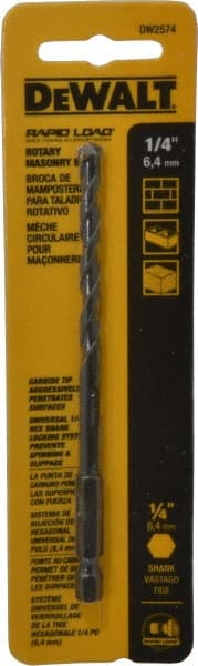 DeWALT - 1/4" Diam, Straight Shank, Carbide-Tipped Rotary & Hammer Drill Bit - Benchmark Tooling