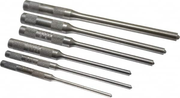 Mayhew - 6 Piece, 1/8 to 5/16", Roll Pin Punch Set - Round Shank, Comes in Vinyl Roll - Benchmark Tooling